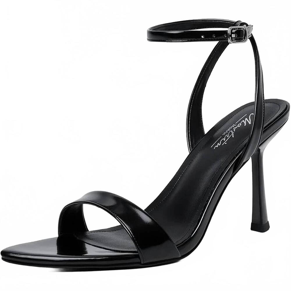 NEW MOSTRIN women's open toe ankle strap heel stilletto sandal shoes in black